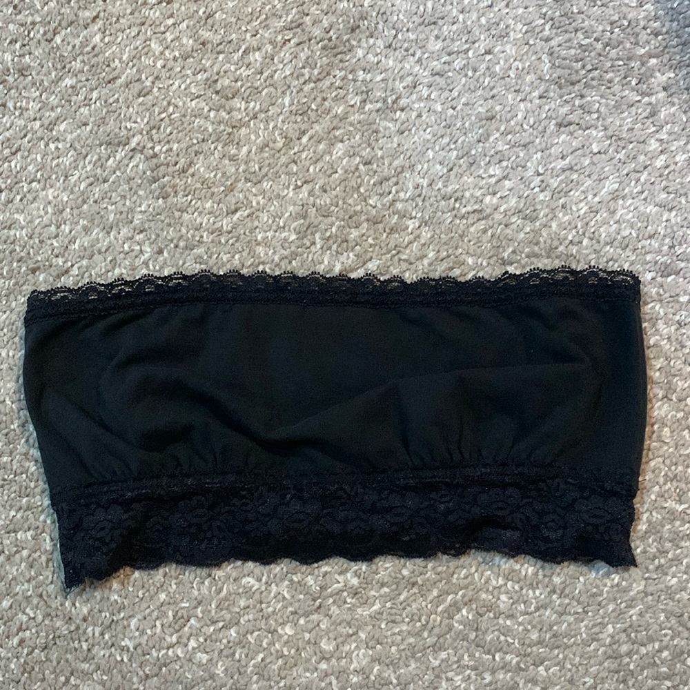 Victoria’s Secret Pink black lace trim bandeau bra top bralette size M